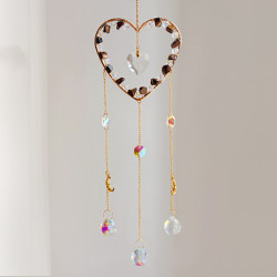 Crystal Suncatcher Heart Clear Quartz - Tiger Eye