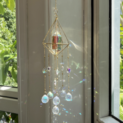 Crystal Suncatcher Cage With Point - Clear Quartz