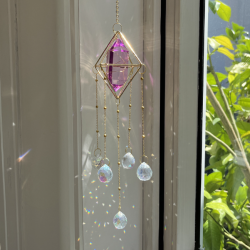 Crystal Suncatcher Cage With Point - Amethyst