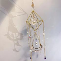 Crystal Diamond Cage Suncatcher - Clear Quartz