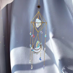 Crystal Diamond Cage Suncatcher - Opalite