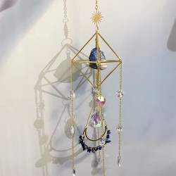 Crystal Diamond Cage Suncatcher - Lapis Lazuli