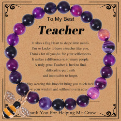 Bracelet With Bee Charm - Purple Agate