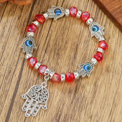 Evil Eye Bracelet with Hamsa Hand - Red
