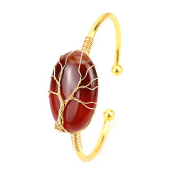 Bangle Bracelet With Stone - Carnelian