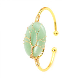 Bangle Bracelet With Stone - Green Aventurine