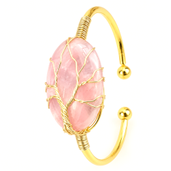 Bangle Bracelet With Stone - Rose Quartz