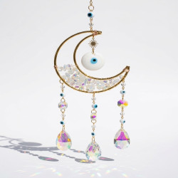Crystal Suncatcher Evil Eye Moon - Opalite