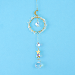 Crystal Suncatcher Round Ring Moon Star - Opalite