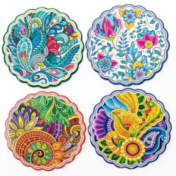 Floral Ceramic Coasters Set Of 4 - No 37
