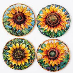 Sunflower Ceramic Coasters Set Of 4 - No 38