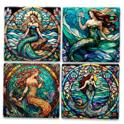 Mermaid Ceramic Coasters Set Of 4 - No 40
