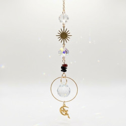 Crystal Suncatcher With Sun Charm - Black Obsidian