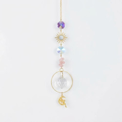 Crystal Suncatcher With Sun Charm - Rose Quartz