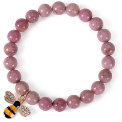 Bracelet With Bee Charm - Redwood Grain