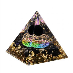 Orgonite Planet Pyramid 5cm - Black Obsidian
