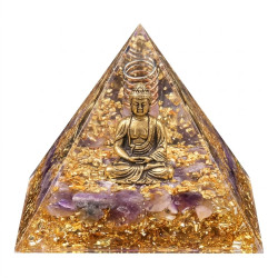 Orgonite Pyramid Buddha 6cm - Amethyst