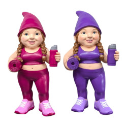 26cm Fitness Gnome with Drink Bottle and Yoga Mat 2 Asstd